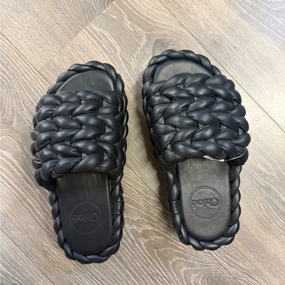 Chloe Wavy Braided Leather Platform Sandals - Picture 3 of 5